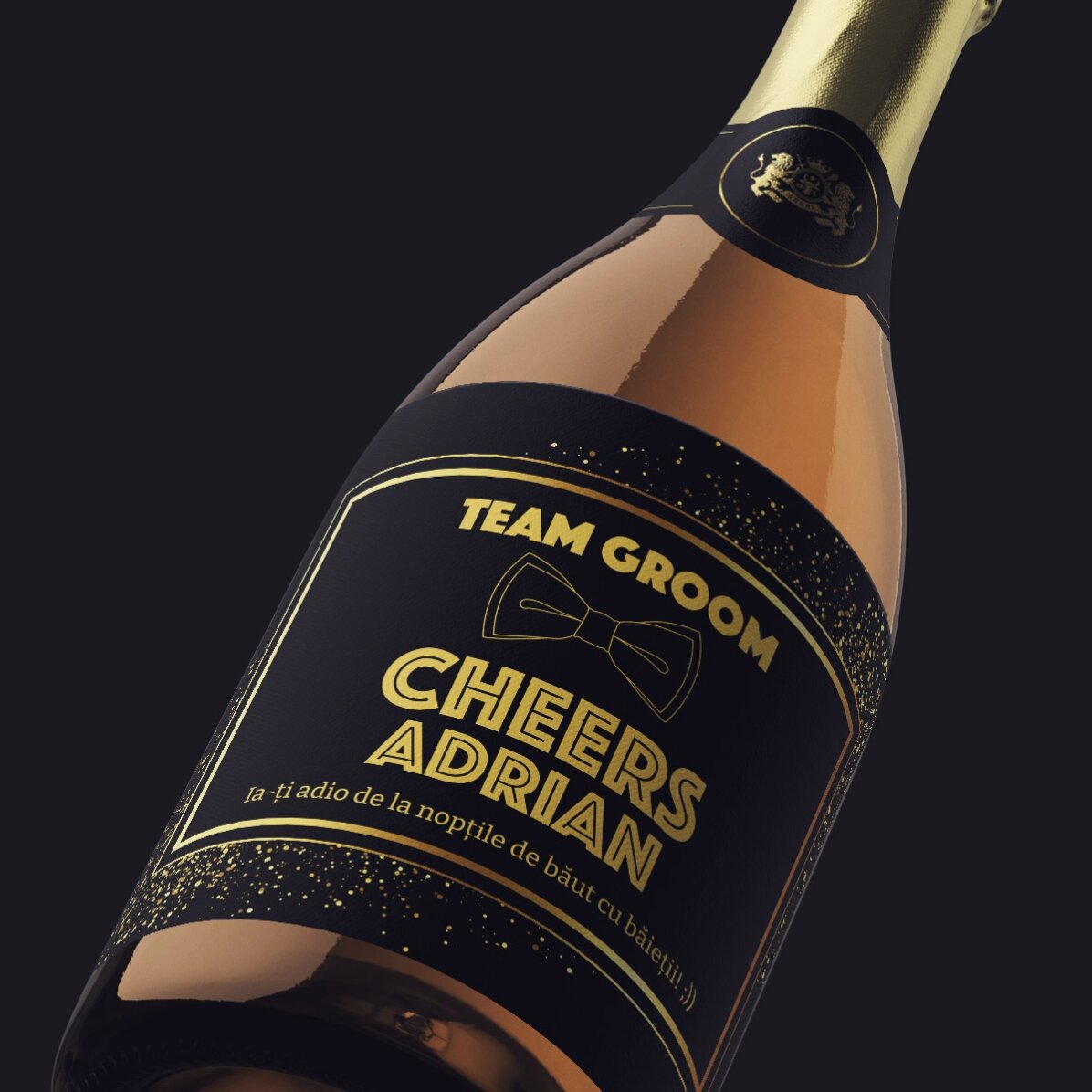 Wino musujące z indywidualnym napisem na wieczór kawalerski – Cheers